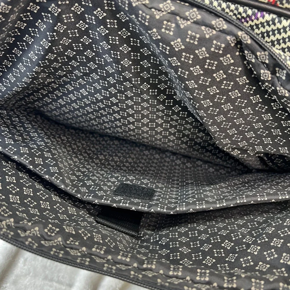 Chaps by Ralph Lauren Houndstooth Canvas/Leather Duffle‎ Bag Removable Strap